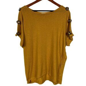 89th and Madison Mustard Short Sleeve Blouse Size Large